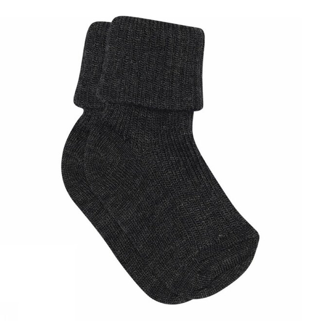 MP Denmark | Wool Rib Baby Socks Dark Grey Melange