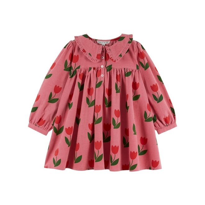 Loose Flounce Collar Jurk Grande Tulipe
