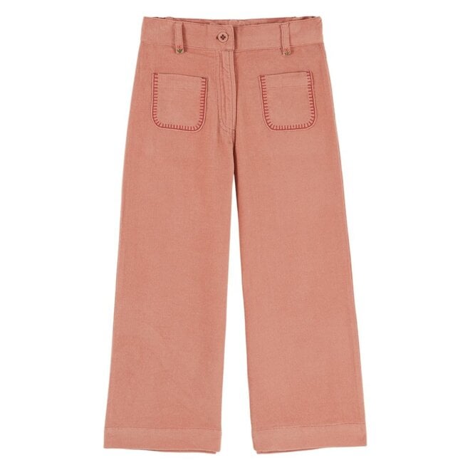 Velvet Embroidered Pocket Broek Sakura