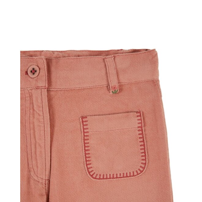 Emile et Ida | Velvet Embroidered Pocket Broek Sakura
