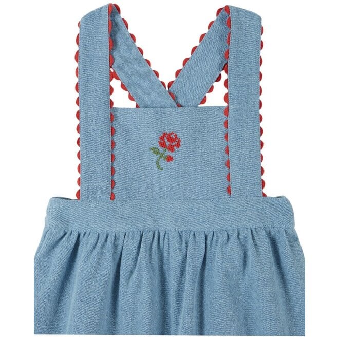 Emile et Ida | Embroidered Denim Overall Bleu Delave