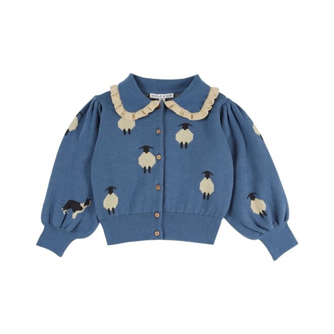 Emile et Ida | Jacquard Flounce Collar Vest Mouton Bleu