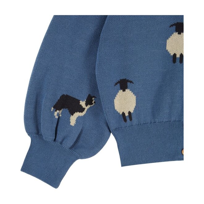 Emile et Ida | Jacquard Flounce Collar Vest Mouton Bleu