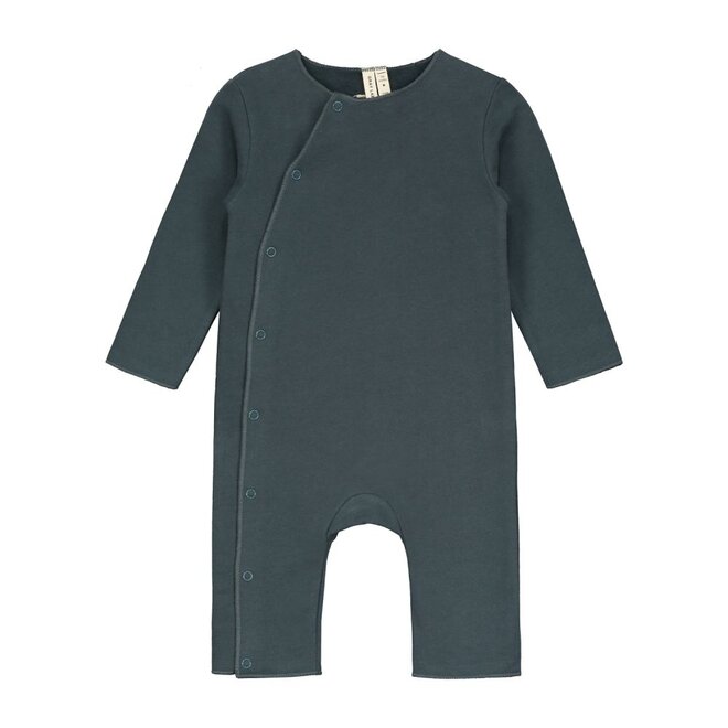 Baby Suit with Snaps GOTS Blue Grey