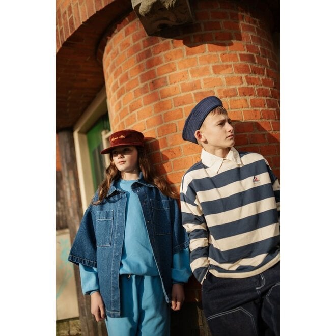 Repose ams | Boxy Sweater Eclipse Blue Block Stripe