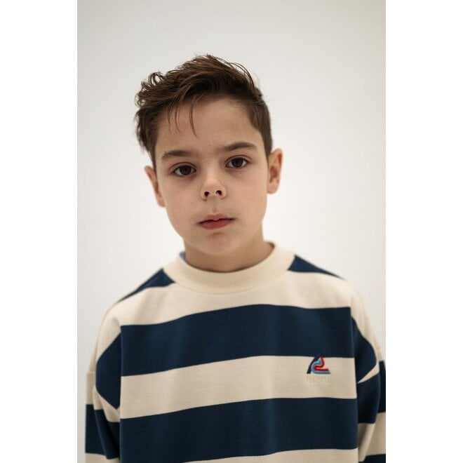 Repose ams | Boxy Sweater Eclipse Blue Block Stripe