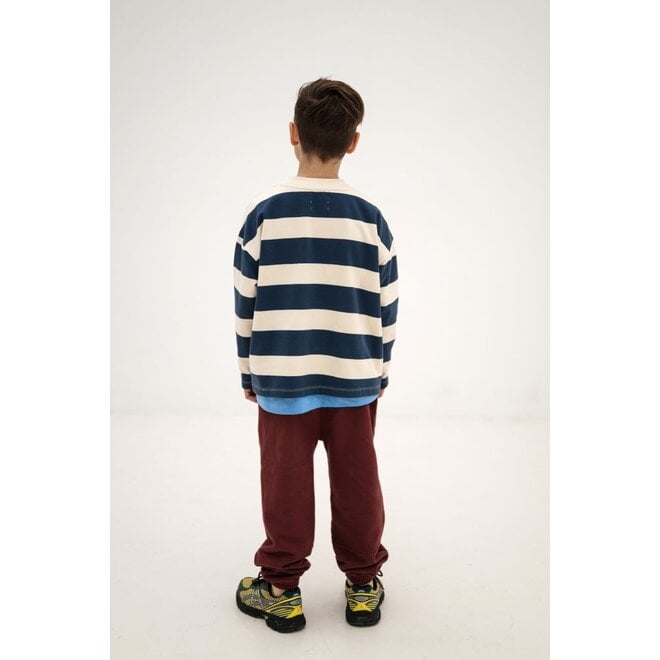 Repose ams | Boxy Sweater Eclipse Blue Block Stripe