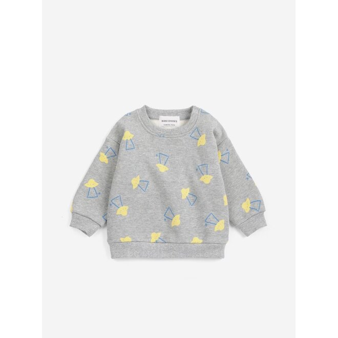 Pixel Abduction All Over Sweatshirt Light Heather Grey