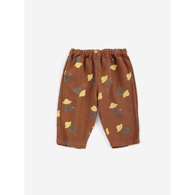 Pixel Abduction all over woven pants Brown