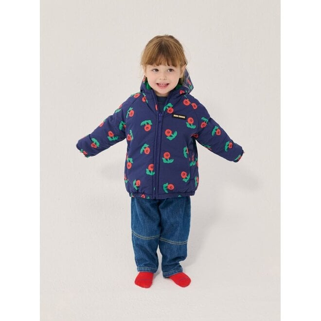 Bobo Choses | Stamp Bloom All Over Reversible Anorak Navy Blue
