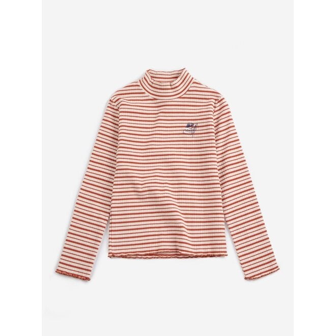 Bobo Choses | Energy Flower Stripes Turtle Neck T-Shirt Offwhite