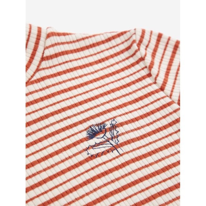 Bobo Choses | Energy Flower Stripes Turtle Neck T-Shirt Offwhite