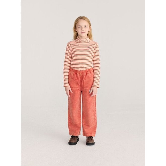 Bobo Choses | Energy Flower Stripes Turtle Neck T-Shirt Offwhite