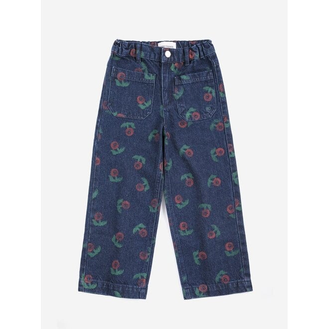 Stamp Bloom all over denim pants Navy Blue