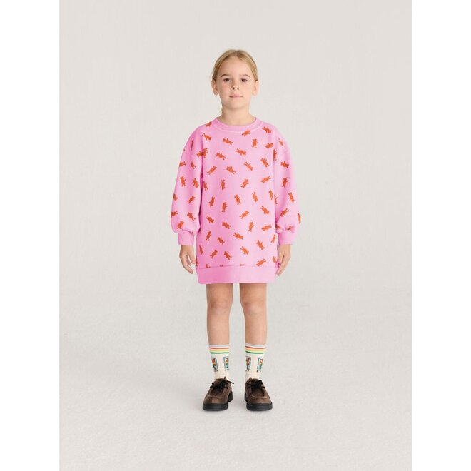Bobo Choses | Softpaw Monster All Over Sweatshirt Dress Pink