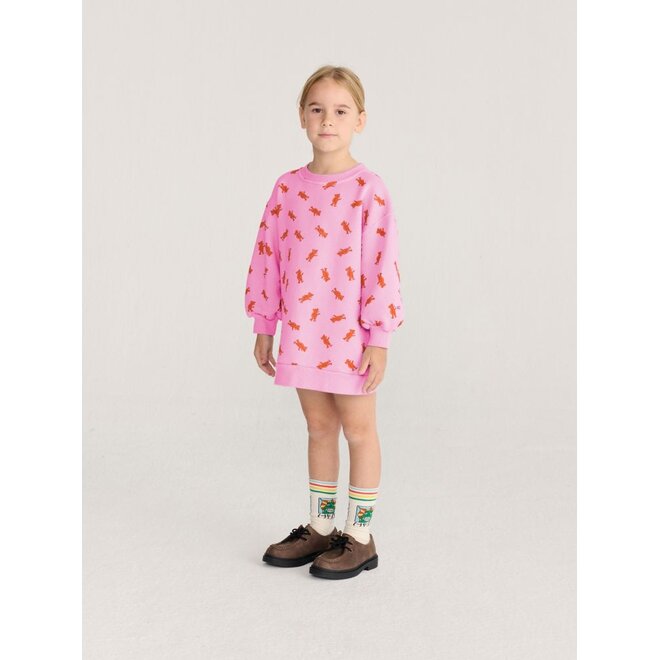 Bobo Choses | Softpaw Monster All Over Sweatshirt Dress Pink