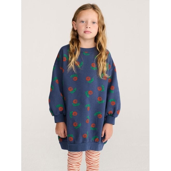 Bobo Choses | Stamp Bloom All Over Sweatshirt Dress Navy Blue
