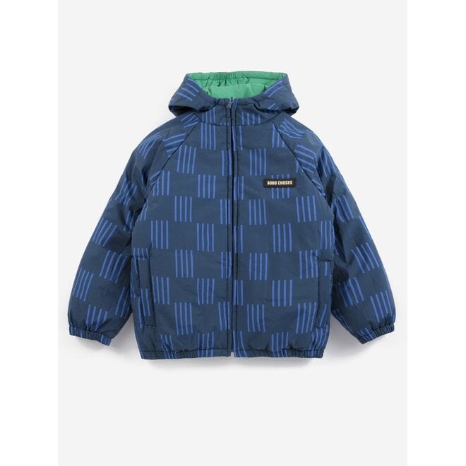 Bobo Choses | Almost Moiré All Over Reversible Anorak Navy Blue