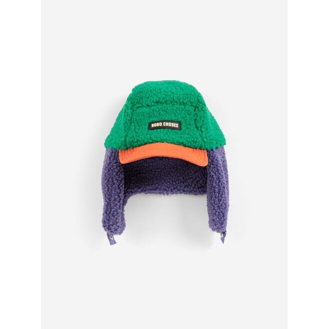 Bobo Choses | Bobo Choses Baby Color Block Sheepskin Chapka Green