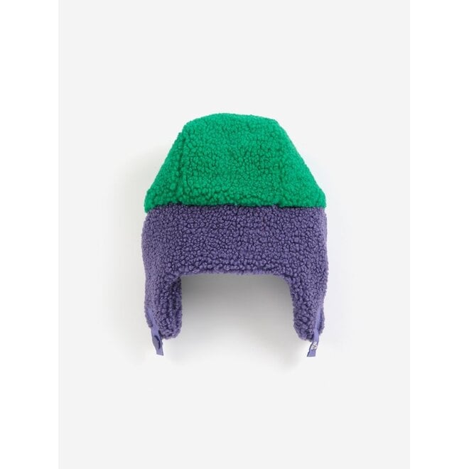 Bobo Choses | Bobo Choses Baby Color Block Sheepskin Chapka Green