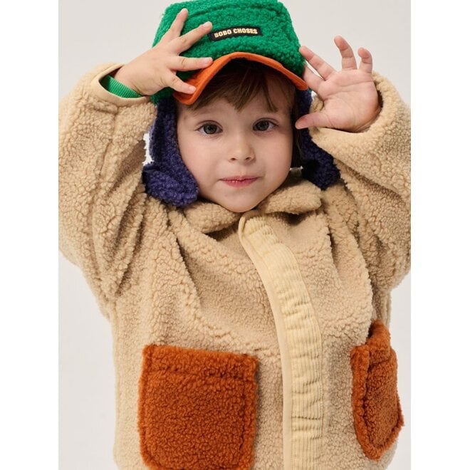 Bobo Choses | Bobo Choses Baby Color Block Sheepskin Chapka Green