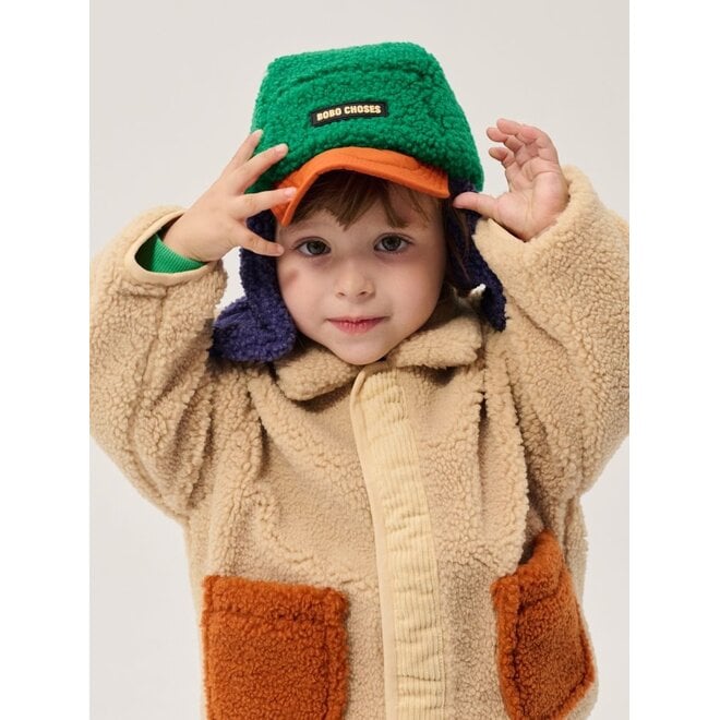 Bobo Choses | Bobo Choses Baby Color Block Sheepskin Chapka Green