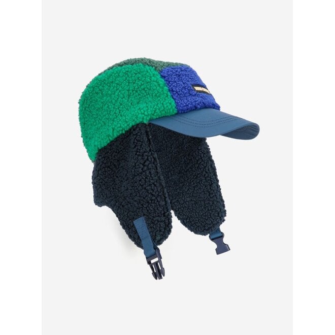 Bobo Choses Color Block Sheepskin Chapka Navy Blue