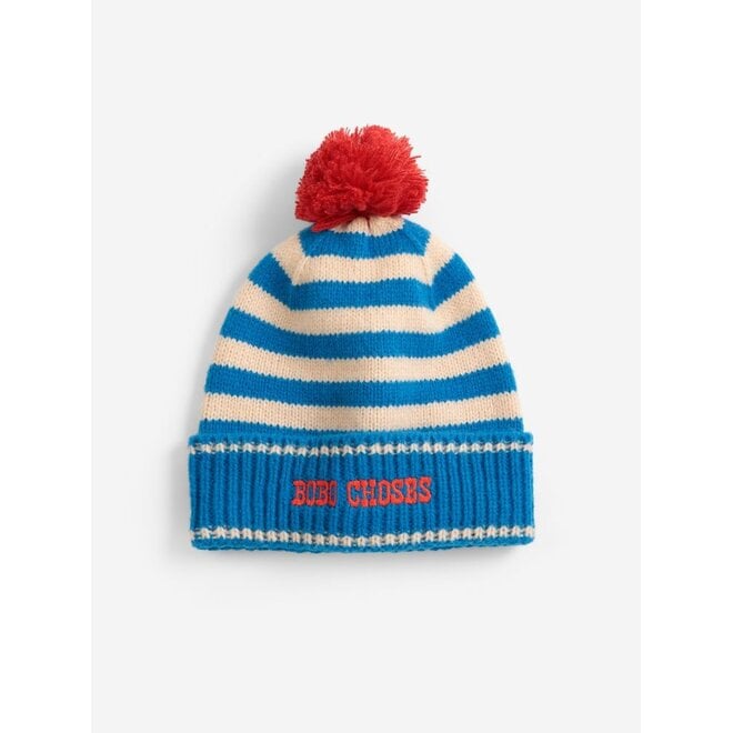 Bobo Choses stripes knitted beanie Light Blue