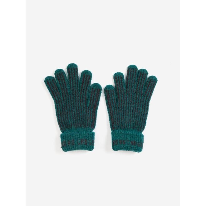 Bobo Choses | Bobo Choses Stripes Knitted Gloves Dark Green