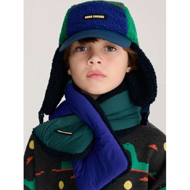 Bobo Choses | Color Block Sheepskin Neck Warmer Dark Green