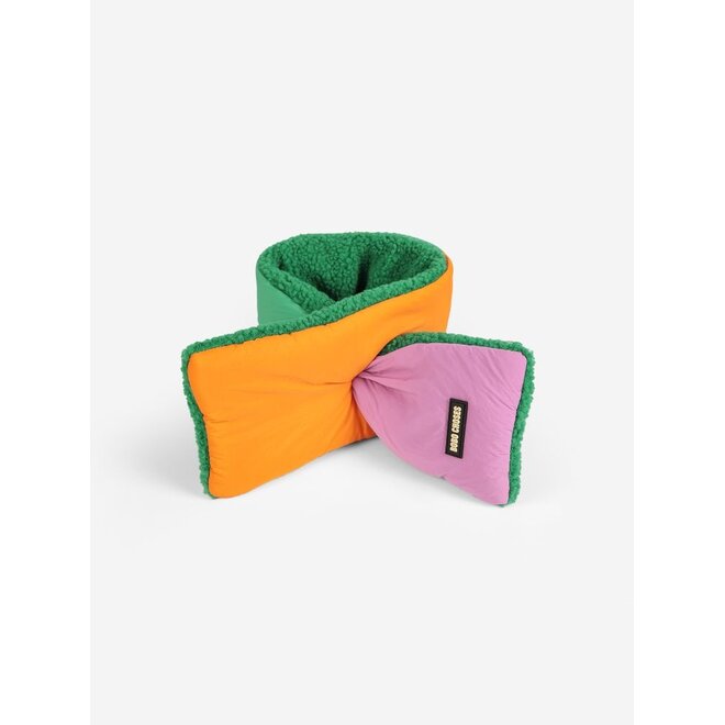 Color Block Sheepskin Neck Warmer Fuchsia