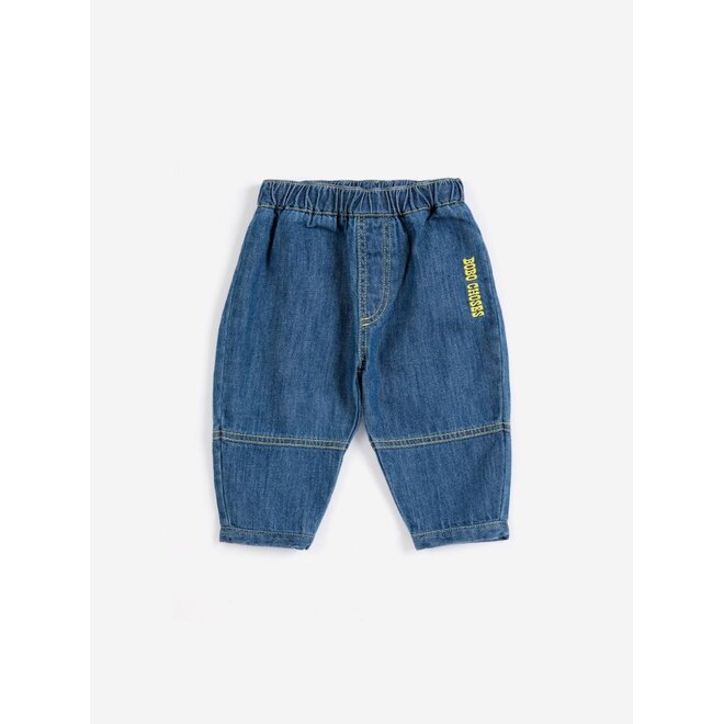 Bobo Choses | Taxi Saurus Tag Baby Denim Pants Midnight Blue