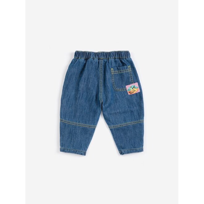Bobo Choses | Taxi Saurus Tag Baby Denim Pants Midnight Blue