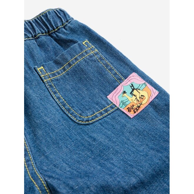 Bobo Choses | Taxi Saurus Tag Baby Denim Pants Midnight Blue