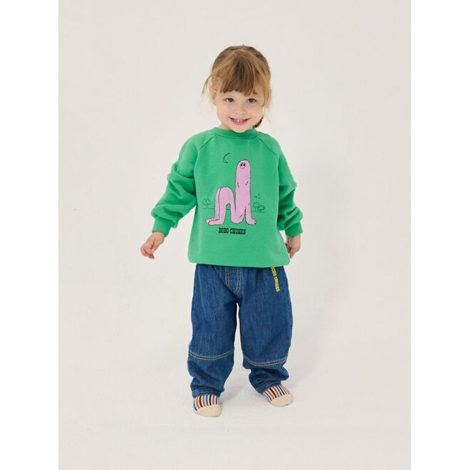 Bobo Choses | Taxi Saurus Tag Baby Denim Pants Midnight Blue