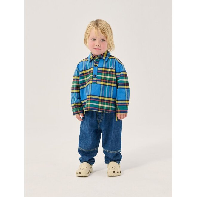 Bobo Choses | Taxi Saurus Tag Baby Denim Pants Midnight Blue