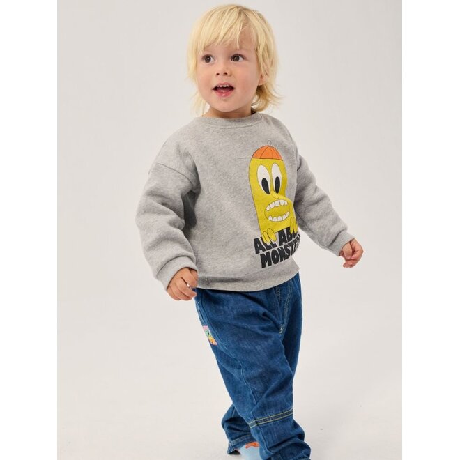 Bobo Choses | Bigtooth Lemon Baby sweatshirt Light Heather Grey