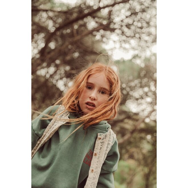 Piupiuchick | Hoodie Green With Apple Print