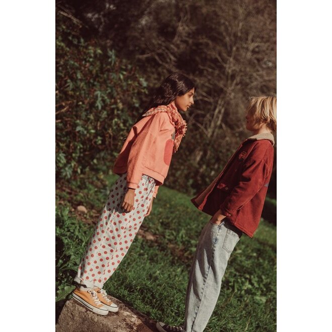 Piupiuchick | Trousers Light Blue Denim With Red Dots