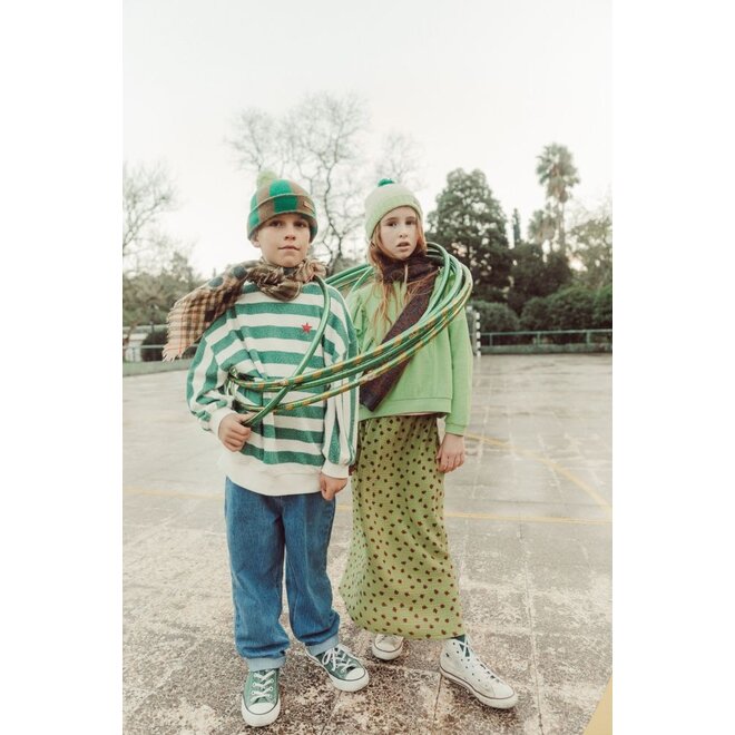 Piupiuchick | Sweatshirt Ecru & Green Stripes