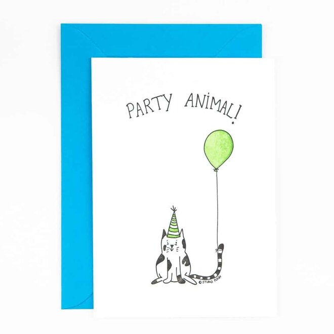 Studio Flash | Letterpress Card 'Party animal cat'
