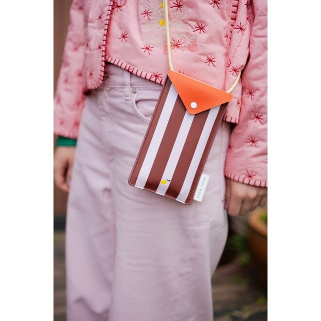 Sticky Lemon | Phone Pouch Sticky Memories Stripes Gustave Lilac + Cherry Red