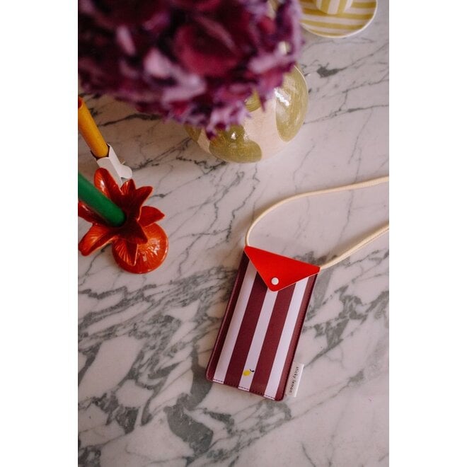 Sticky Lemon | Phone Pouch Sticky Memories Stripes Gustave Lilac + Cherry Red