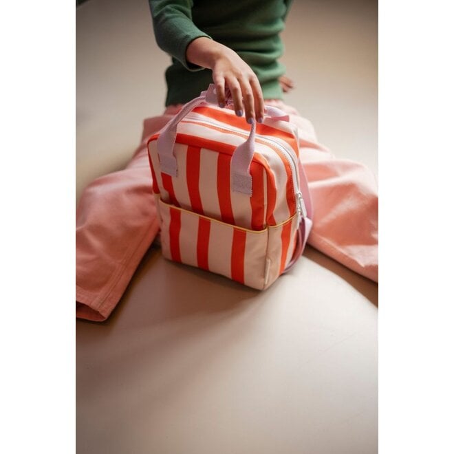 Sticky Lemon | Backpack Small Sticky Memories Stripes Nude PInk + Lifebuoy Orange