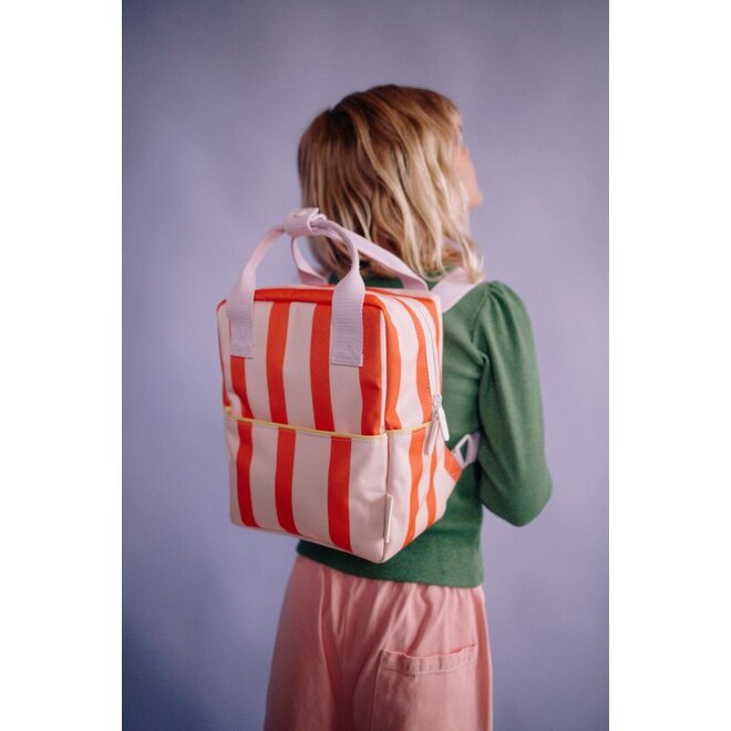 Sticky Lemon | Backpack Small Sticky Memories Stripes Nude PInk + Lifebuoy Orange