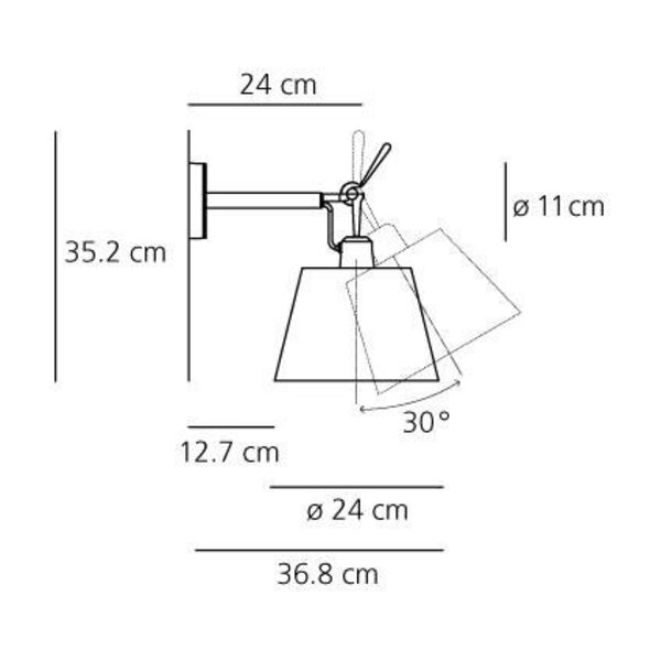 Artemide Dimbare wandlamp Tolomeo Diffusore 24 Parete