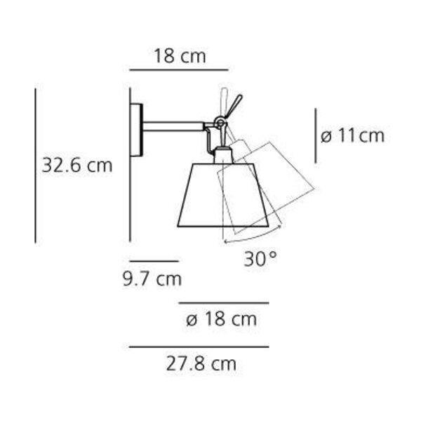 Artemide Dimbare wandlamp Tolomeo Diffusore 18 Parete