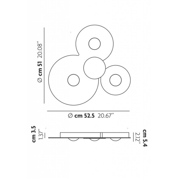Lodes Dimbare 3-lichts plafondlamp Bugia Triple met geïntegreerd LED