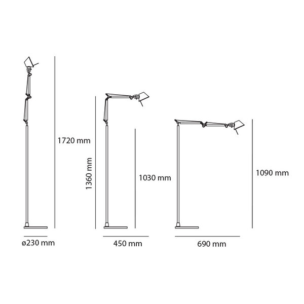 Artemide Dimbare vloerlamp Tolomeo Micro Terra met geïntegreerde LED