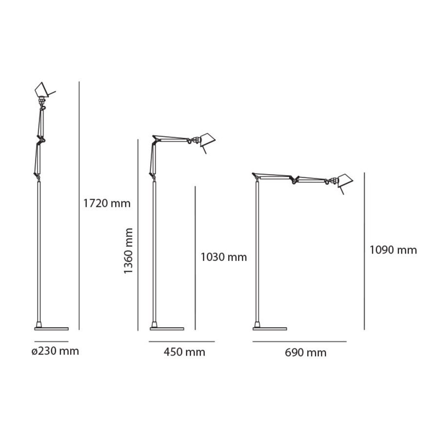 Dimbare vloerlamp Tolomeo Micro Terra met geïntegreerde LED